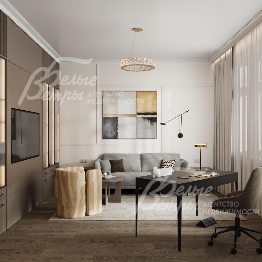 Визуализация кабинета в мастер-спальне