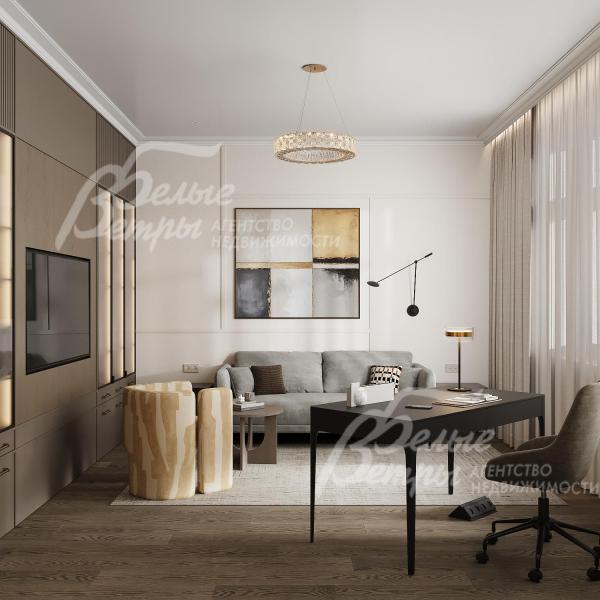 Визуализация кабинета в мастер-спальне