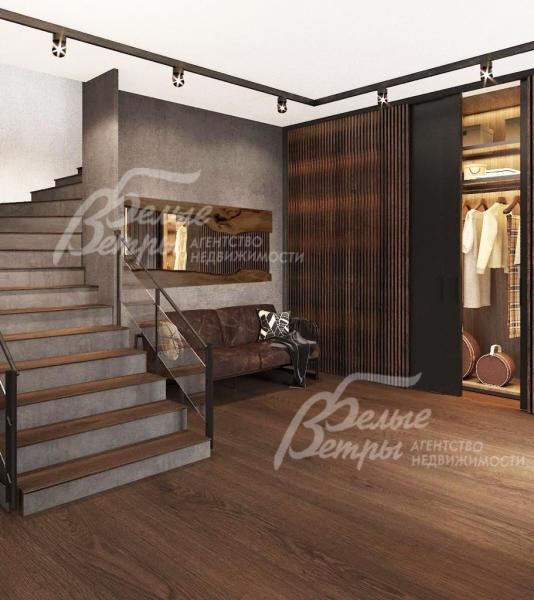 Холл 25 кв.м с зоной гардеробной (визуализация)