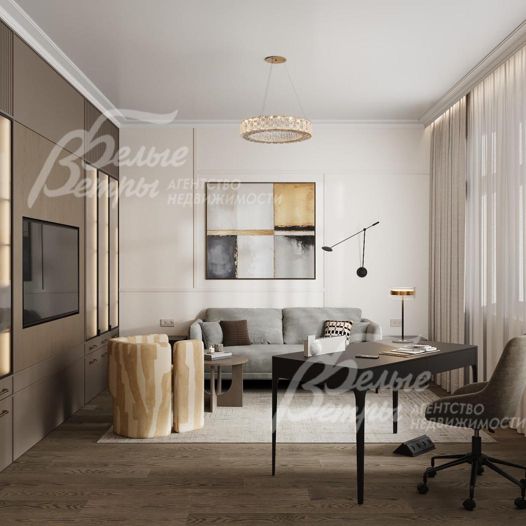 Визуализация кабинета в мастер-спальне