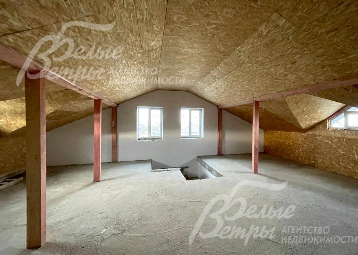 В доме - жилые мансардные этажи с вертикальными окнами по всем стенам